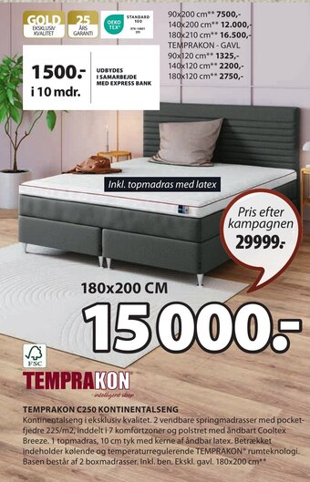 JYSK TEMPRAKON C250 KONTINENTALSENG tilbud