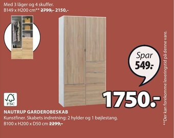 JYSK NAUTRUP GARDEROBESKAB tilbud