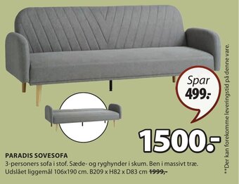 JYSK PARADIS SOVESOFA tilbud