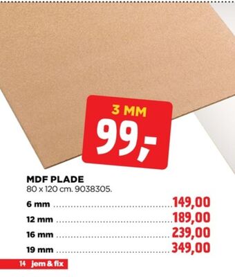 jem & fix Ukendt mdf plade tilbud