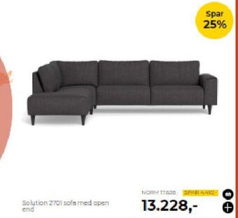 Møblér Solution 2701 sofa med open end tilbud