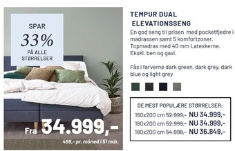 Drømmeland Tempur dual elevationsseng tilbud