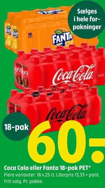 Coop 365 Coca Cola eller Fanta 18-pak PET tilbud