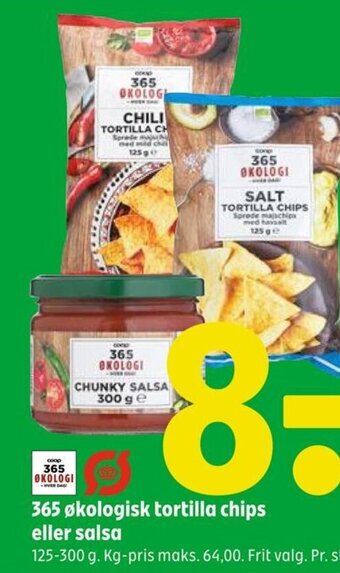 Coop 365 365 økologisk tortilla chips eller salsa tilbud