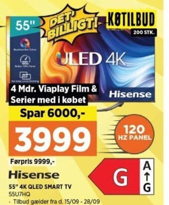 Power Hisense 55" 4K QLED SMART TV 55U7HQ tilbud