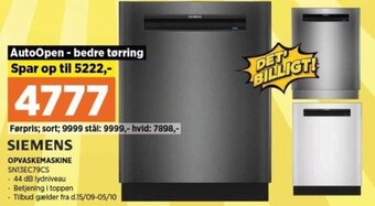 Power SIEMENS OPVASKEMASKINE SN13EC79CS tilbud