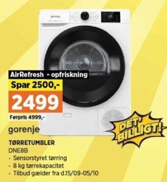 Power gorenje TØRRETUMBLER DNE8B tilbud