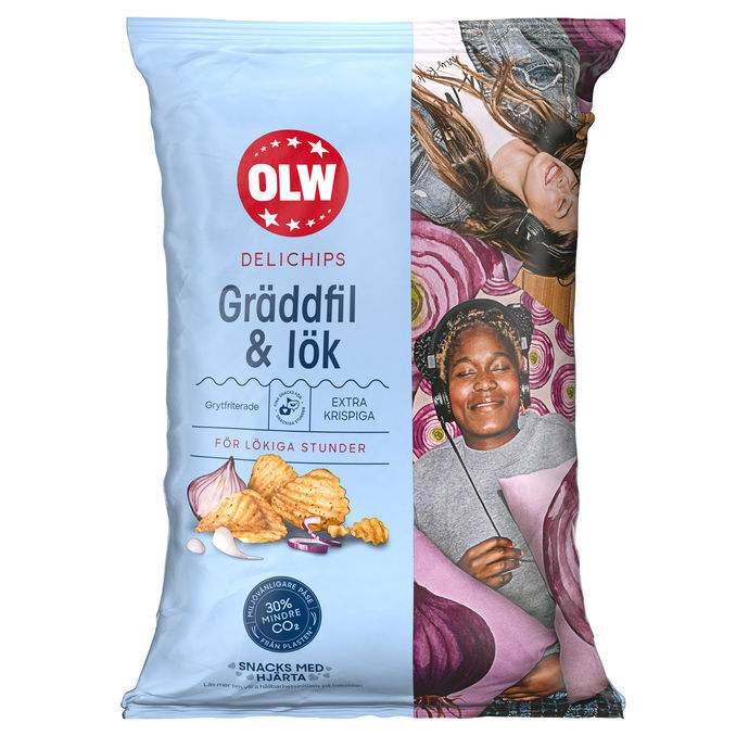 Olw 2 x olw chips m. sourcream & onion slik & snacks > chips
