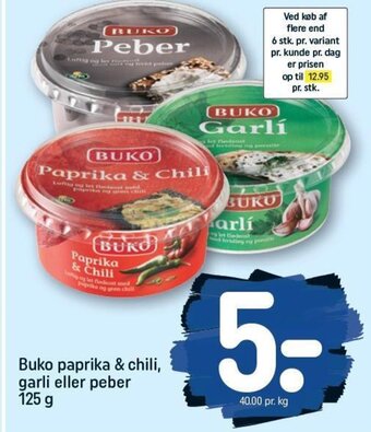 REMA 1000 Buko paprika & chili, garli eller peber 125 g tilbud