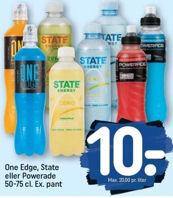 REMA 1000 One Edge, State eller Powerade 50-75 cl. Ex. pant tilbud