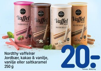 REMA 1000 Nordthy vaffelrør Jordbær, kakao & vanilje, vanilje eller saltkaramel tilbud