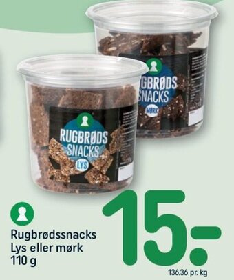 REMA 1000 Rugbrødssnacks Lys eller mørk 110 g tilbud
