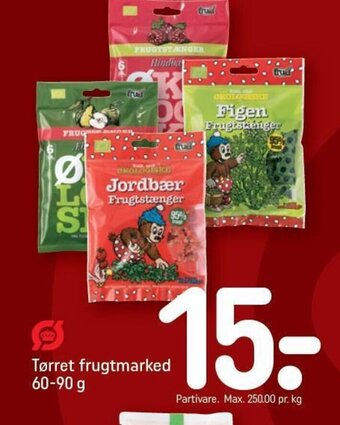 Tørret frugtmarked 60-90 g