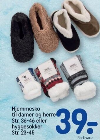 Hjemmesko til damer og herre Str. 36-46 eller hyggesokker Str. 23-45