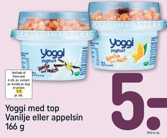 REMA 1000 Yoggi med top Vanilje eller appelsin 166 g tilbud