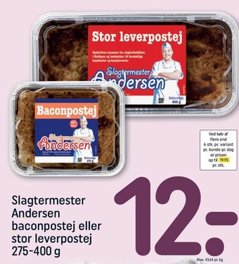 Slagtermester Andersen baconpostej eller stor leverpostej 275-400 g