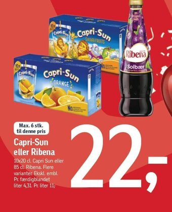 Føtex Capri-Sun eller Ribena tilbud
