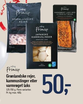 Grønlandske rejer, kammuslinger eller varmrøget laks