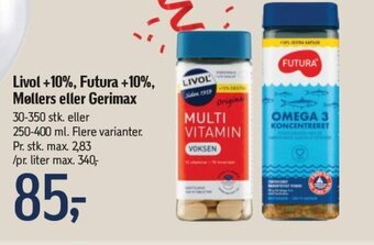 Føtex Livol +10%, Futura +10%, Mellers eller Gerimax tilbud