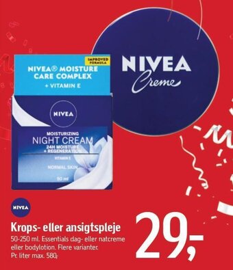 Føtex Krops- eller ansigtspleje Nivea tilbud