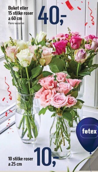 Føtex Buket eller 15 stilke roser a 60 cm tilbud