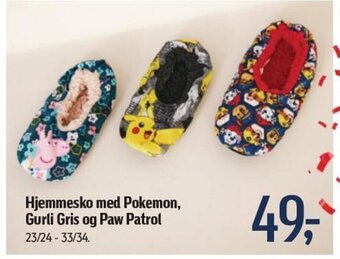 Føtex Hjemmesko med Pokemon, Gurli Gris og Paw Patrol tilbud