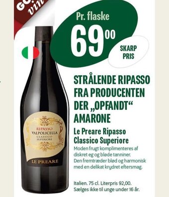 Min Købmand Le Preare Ripasso Classico Superiore tilbud
