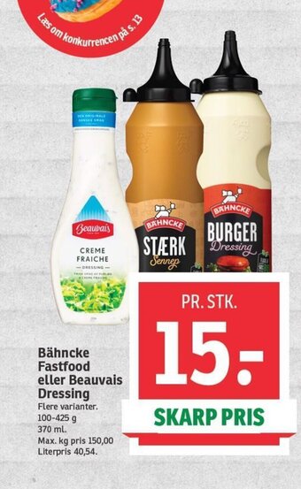 SPAR Bähncke Fastfood eller Beauvais Dressing tilbud