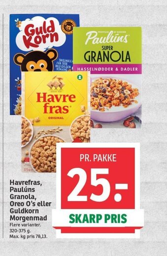 SPAR Havrefras, Paulúns Granola, Oreo O's eller Guldkorn Morgenmad tilbud