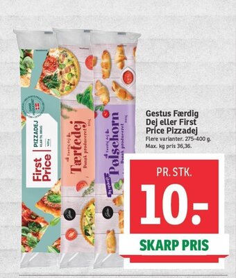 SPAR Gestus Færdig Dej eller First Price Pizzadej tilbud