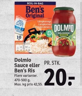 SPAR Dolmio Sauce eller Ben's Ris tilbud