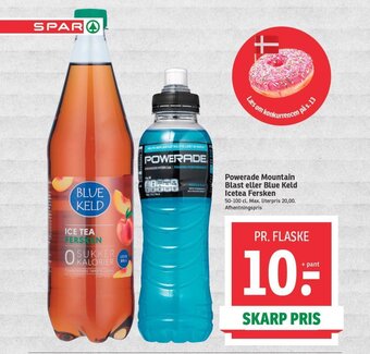 SPAR Powerade Mountain Blast eller Blue Keld Icetea Fersken 50-100 cl. tilbud