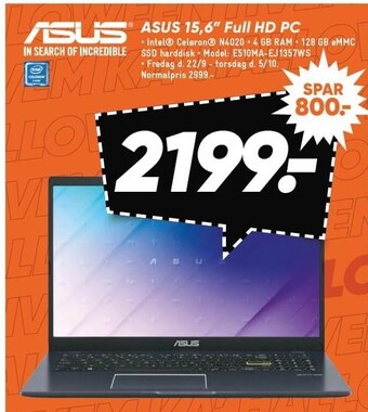 Bilka Asus 15,6´´ full hd pc tilbud