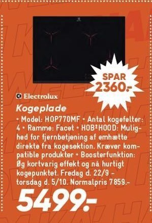 Electrolux kogeplade