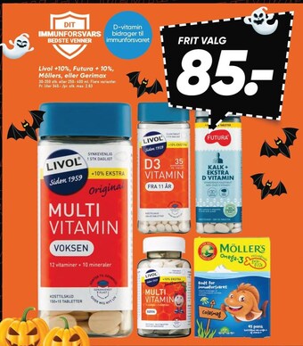 Bilka Livol +10%, futura +10%, móllers, eller gerimax tilbud