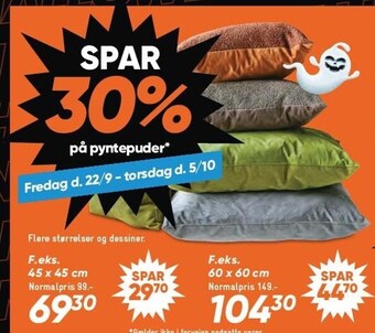 Bilka Spar 30% på pyntepuder tilbud