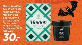 Bilka Oscar bouillon, touch of taste fond, safran, maldon salt eller kværne tilbud