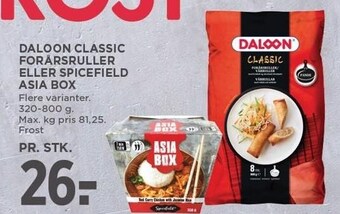 Daloon classic forårsruller eller spicefield asia box