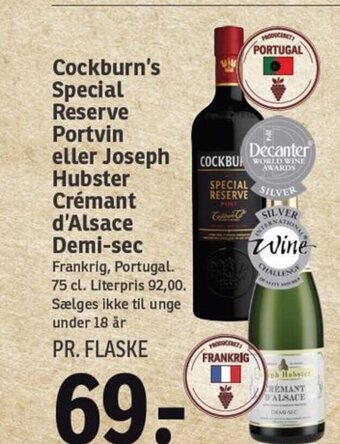 Cockburn's Special Reserve Portvin eller Joseph Hubster Crémant d'Alsace Demi-sec