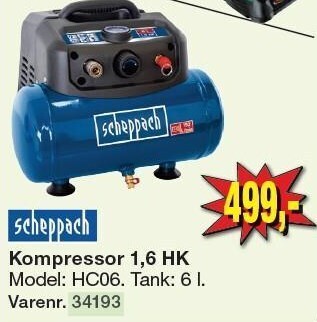 Harald Nyborg Scheppach kompressor 1,6 hk tilbud