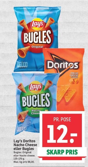 SPAR Lay's Doritos Nacho Cheese eller Bugles tilbud