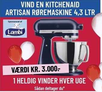 Vind en kitchenaid artisan røremaskine 4,3 ltr
