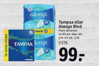 SPAR Tampax eller Always Bind tilbud
