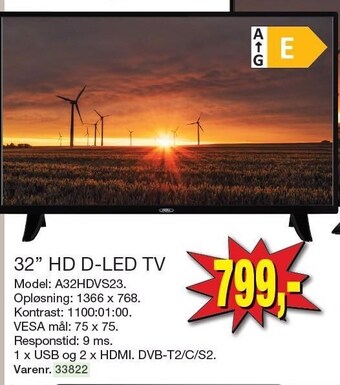 Harald Nyborg 32'' hd d-led tv tilbud