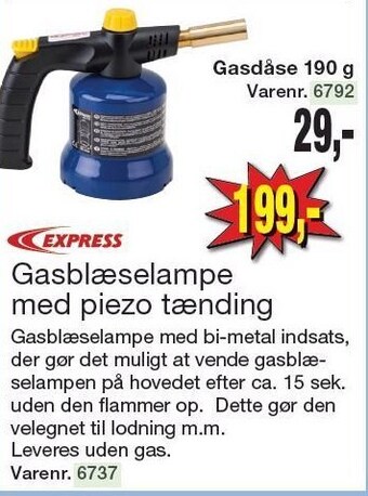 Harald Nyborg Gasblæselampe med piezo tænding tilbud