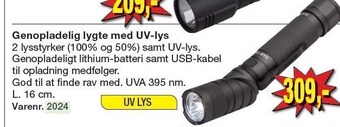 Harald Nyborg Genopladelig lygte med uv-lys tilbud
