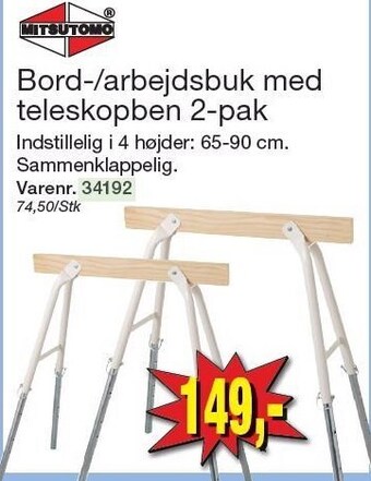 Harald Nyborg Bord-/arbejdsbuk med teleskopben 2-pak tilbud