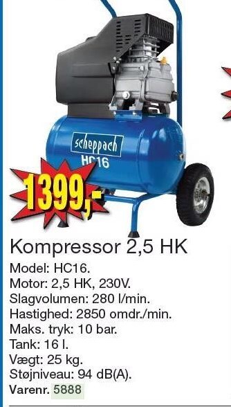 Harald Nyborg Kompressor 2,5 hk tilbud