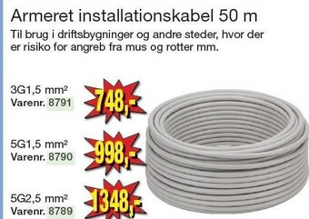 Harald Nyborg Armeret installationskabel 50 m tilbud