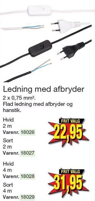 Ledning med afbryder